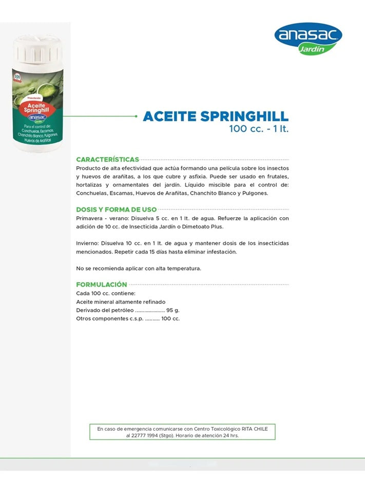 ACEITE SPRINGHILL INSECTICIDA 1 LITRO