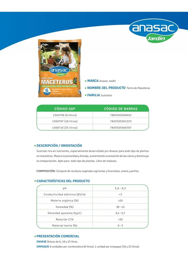 TIERRA PARA MACETEROS 25 LT